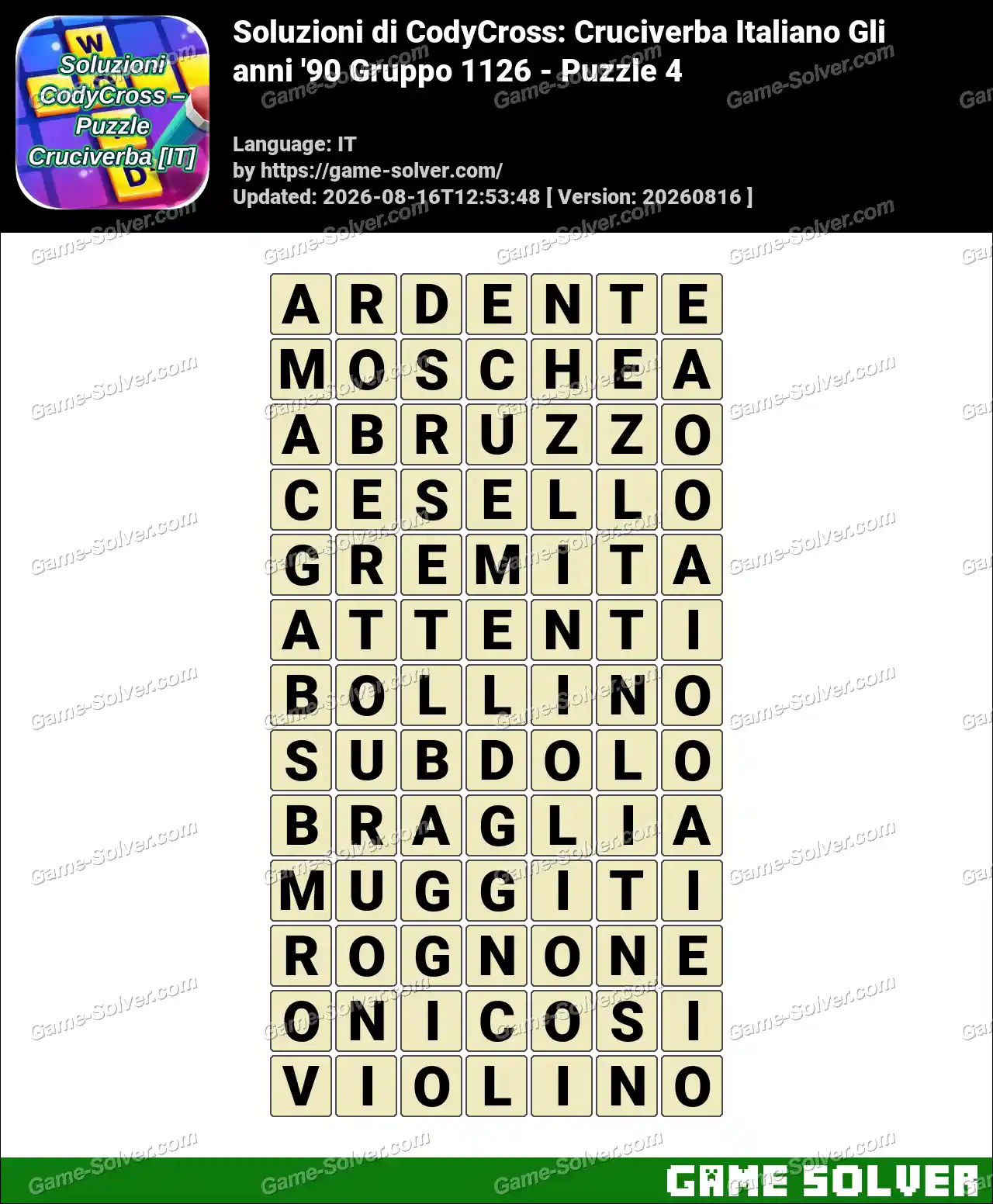 Soluzioni di CodyCross: Cruciverba Italiano Gli anni ’90 Gruppo 1126 – Puzzle 4